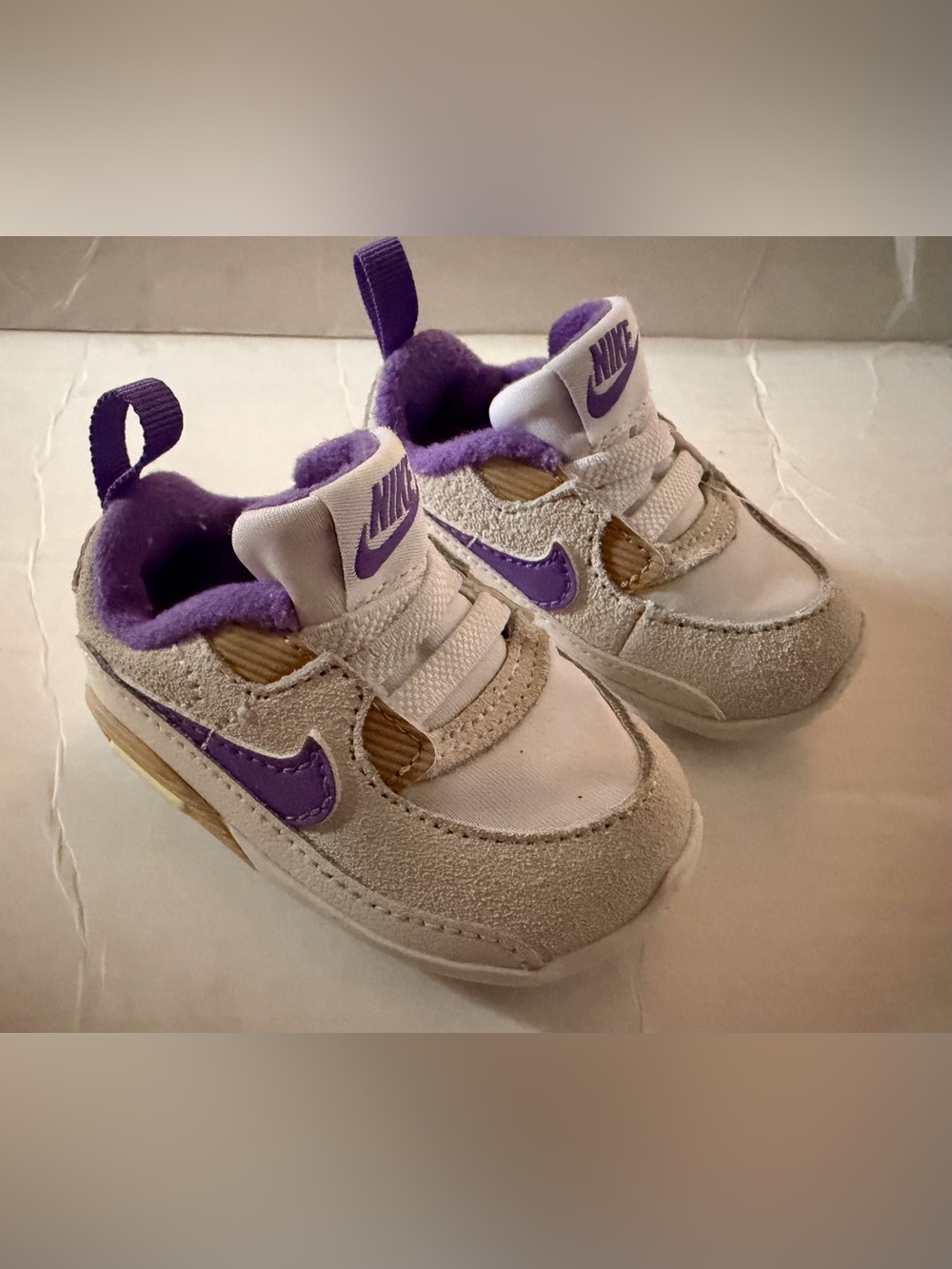 Nike Infant White & Purple Sneakers | Baby Size 2C | Worn Once